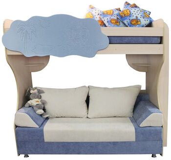 Кровать детская двухъярусная с диваном Еврокнижка