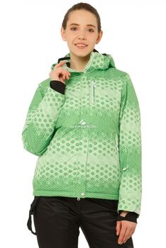 Женская зимняя горнолыжная куртка зеленого цвета 1