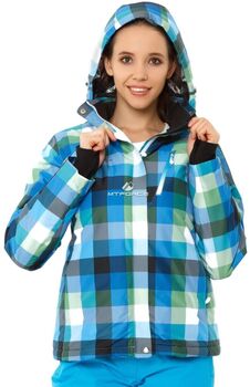 Женская зимняя горнолыжная куртка голубого цвета 1