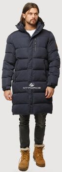 Мужская зимняя классика куртка удлиненная темно-си