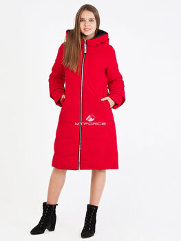 Женская зимняя классика куртка с капюшоном красног