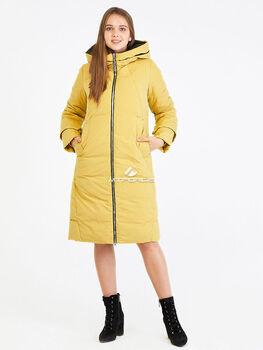 Женская зимняя классика куртка с капюшоном желтого