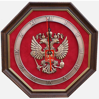 Часы настенные Герб России восьмиугольные 12-075