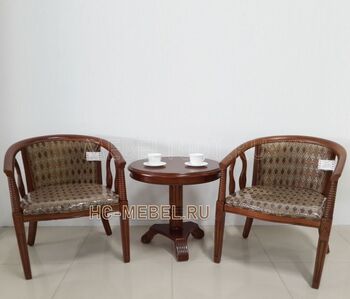 ЧАЙНАЯ ГРУППА, комплект В-5. Два чайных кресла из дерева и круглый чайный столик