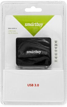 USB-Хаб SmartBuy SBHA-6000-K черный (4 порта, USB 3.0)