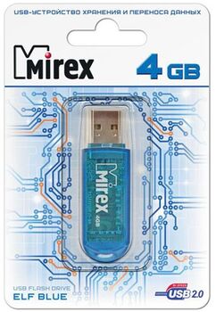 Флэш-диск 04 GB Mirex Elf Blue