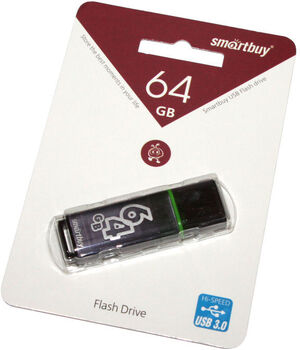 Флэш-диск 64 GB Smart Buy Glossy series Dark Grey (USB 3.0) (SB64GBGS-DG)