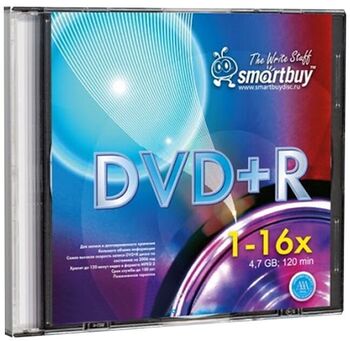 DVD-R 16x (в пластик.боксе 10,200) Smart Buy