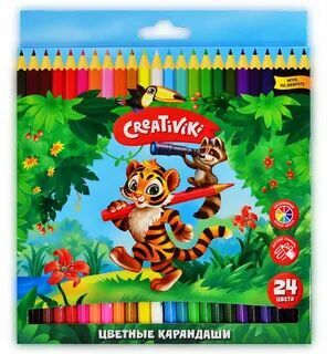 Карандаши цветные Creativiki 24 цвета (заточ., картон. упаковка) (арт.КЦ24КР)