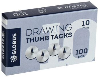 Кнопки Глобус (10 мм, 100 шт. в упаковке, упаковка картон) (арт.К10-100)