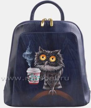 Кожаный рюкзак с рисунком "Утренняя сова"