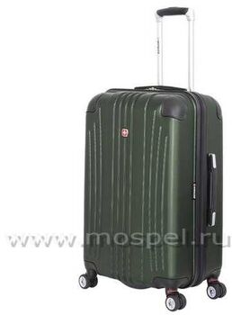 Зеленый пластковый чемодан среднего размера Ridge
