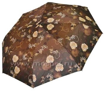 Зонт коричневый с бежевыми розами 542F