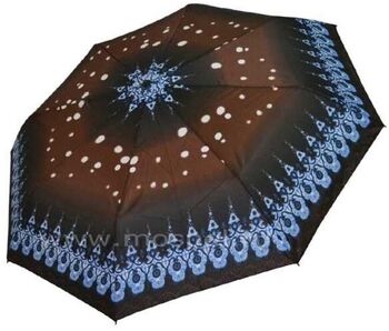 Зонт шоколадный с голубым узором 542F