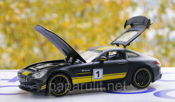 Черный матовый Мерседес V8 Turbo открываются капот, багажник, двери, 21см.