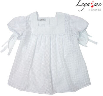 Летняя белая детская блузка для девочки, из хлопка с пышными рукавами "Медуза"