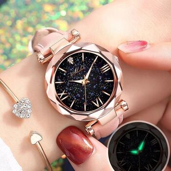 Модные часы в римском стиле, женские кварцевые наручные часы со стразами маленькие звезды, повседневные часы