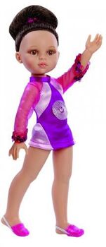 Кукла гимнастка в одежде цвета фуксии